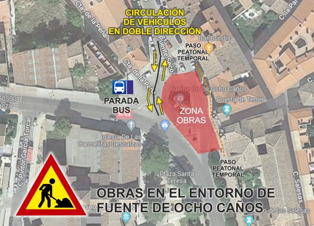 Precaución al circular en el entorno de la Fuente de Ocho Caños de Calatayud por los cambios de tráfico debido a las obras 2 03088584 7D3D 41B8 AC80 DC9F3736EA28
