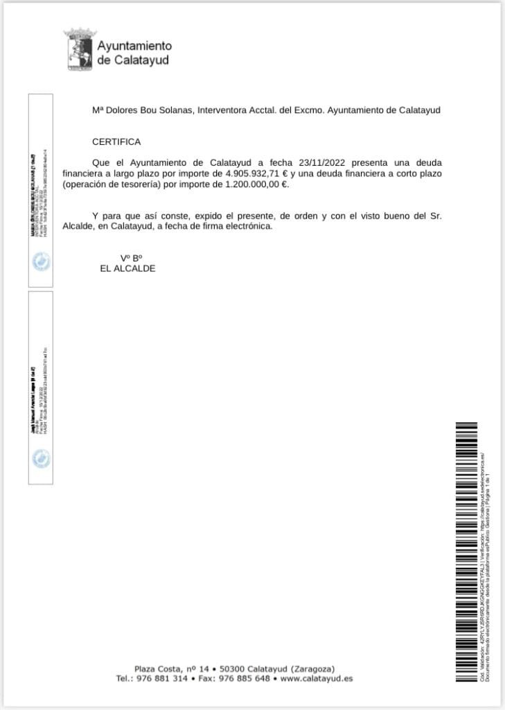 El Ayuntamiento de Calatayud desmiente las acusaciones vertidas sobre el estado de la deuda municipal 2 DFA54795 0BD2 4312 B991 7501DEAB3265