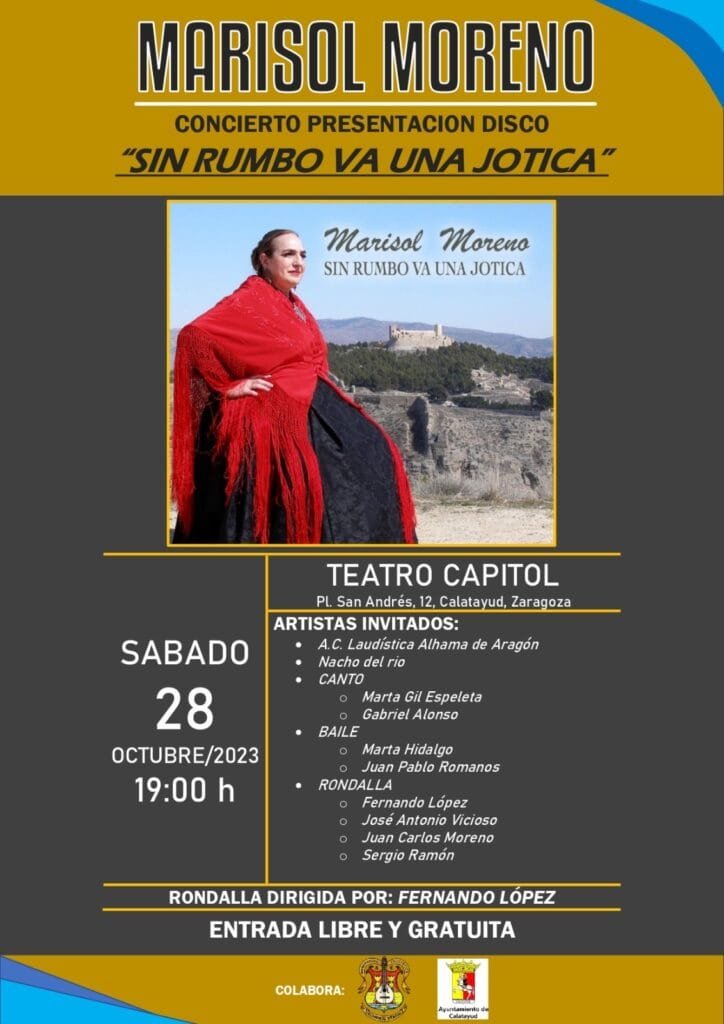 “Sin rumbo va una jotica”, el primer disco de la bilbilitana Marisol Moreno que se presentará el próximo 28 de octubre en el Teatro Capitol de Calatayud: “hay algunas sorpresas en algunos temas, llegando a combinar el genero del flamenco con la jota” 2 eb26fa4f 37de 4186 98b0 e1ec30f08f23