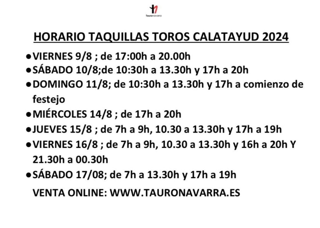 Las taquillas de la Plaza de Toros de Calatayud abrirán esta misma tarde: conoce aquí los horarios para adquirir tus entradas para los festejos taurinos 1 cf7e0086 41dd 4bb7 bf87 1ad8be0de91e
