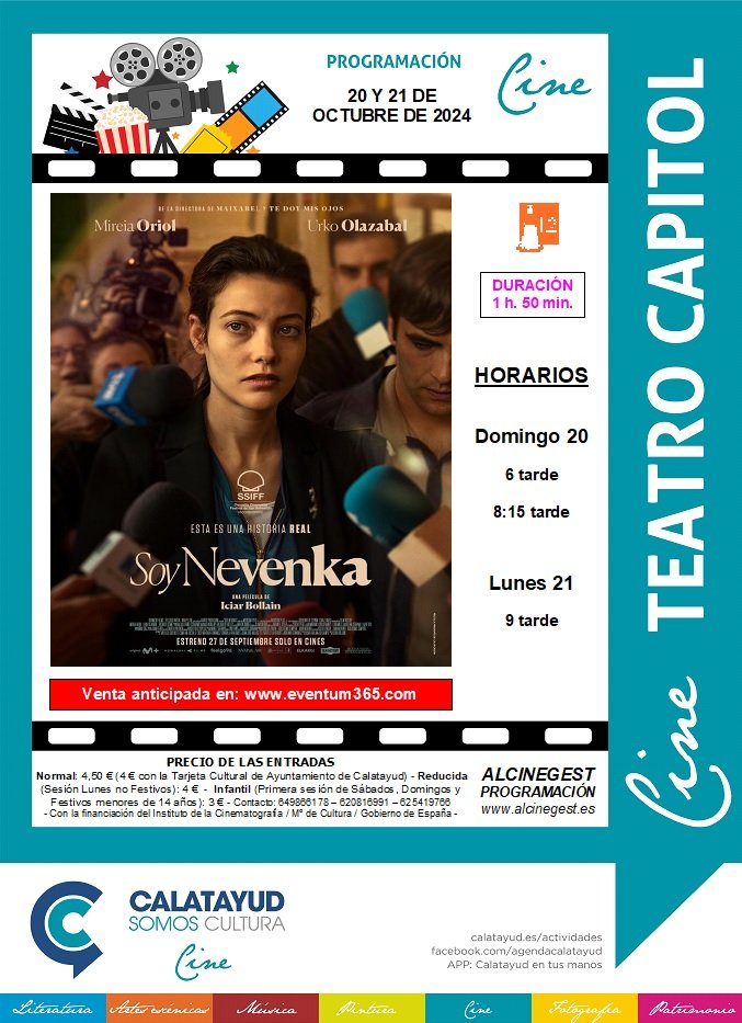 “Soy Nevenka”, este fin de semana en el Cine Capitol de Calatayud: consulta aquí las sinopsis, las sesiones y los precios de las entradas 2 PROGRAMA CINE CAPITOL 20 21 OCTUBRE 2024
