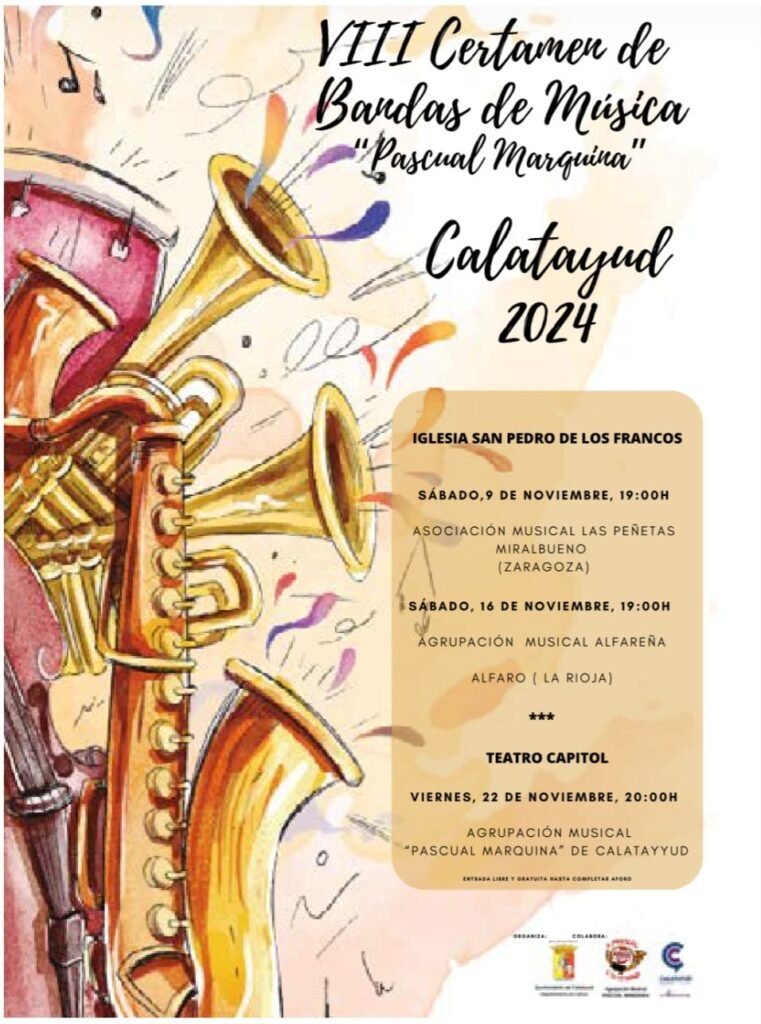 El octavo Certamen de Bandas de Música “Pascual Marquina” de Calatayud comienza mañana sábado con la actuación de la Asociación Musical Las Peñetas de Miralbueno 2 WhatsApp Image 2024 11 04 at 10.04.34