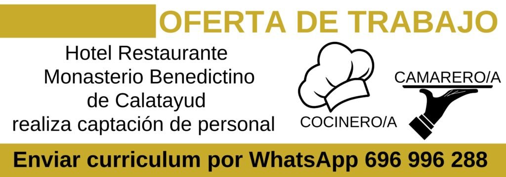 Hotel Monasterio Benedictino realiza estos dias captacion de personal Cocinero Camarero