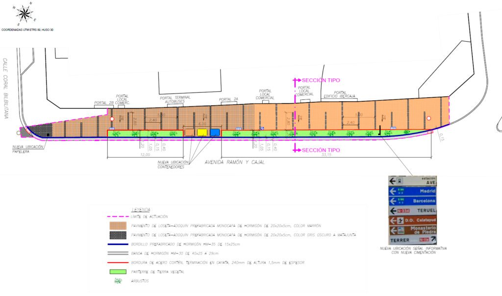 Esta misma semana comenzará la renovación de la acera de la avenida Ramón y Cajal de Calatayud que costará algo más de 63.000€ 2 plano acera ramon y cajal