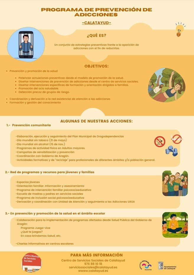 El área de Servicios Sociales del Ayuntamiento de Calatayud lanza una campaña para prevenir el consumo del alcohol y tabaco en jóvenes 2 CARTEL PREVENCIONES