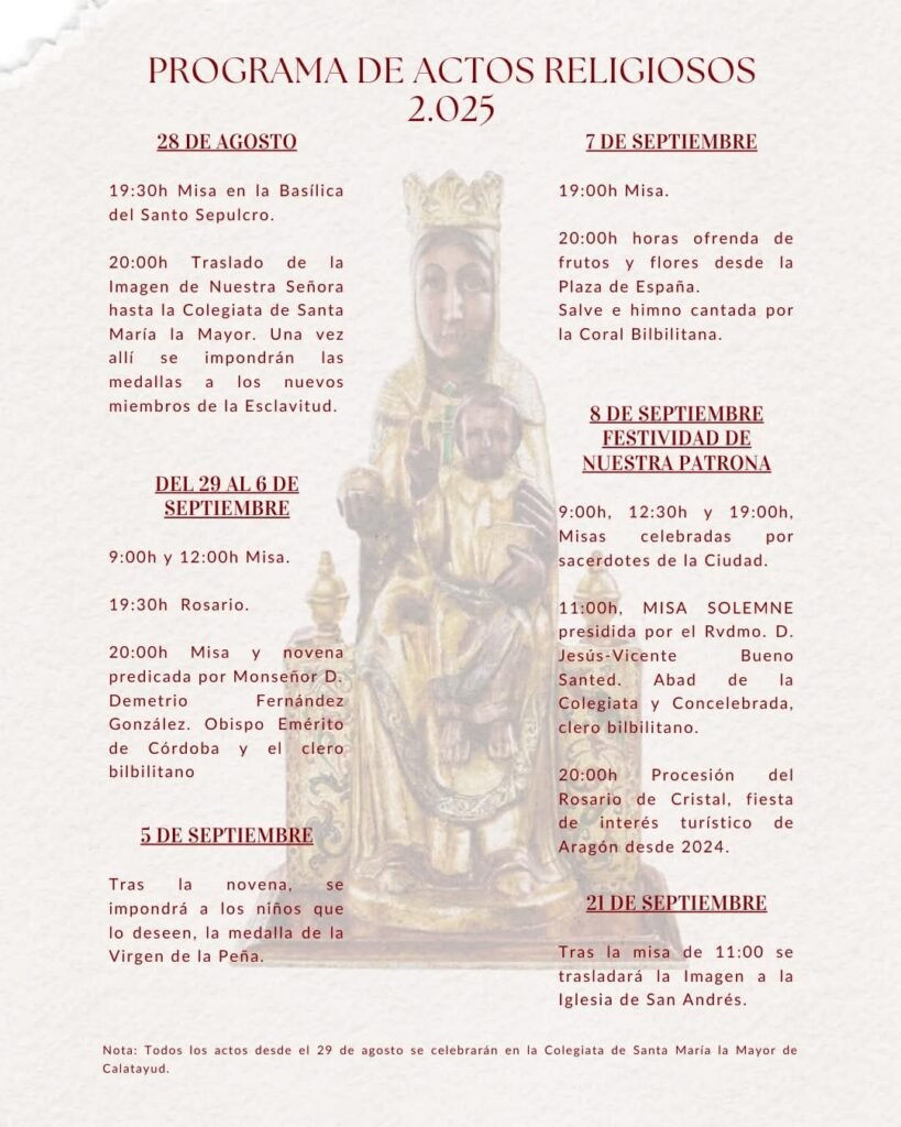 La Esclavitud de la Virgen de la Peña de Calatayud da a conocer el programa de actos religiosos en honor a la patrona de la ciuad 2 e090ab26 c842 4241 909a acd0eaca14d9