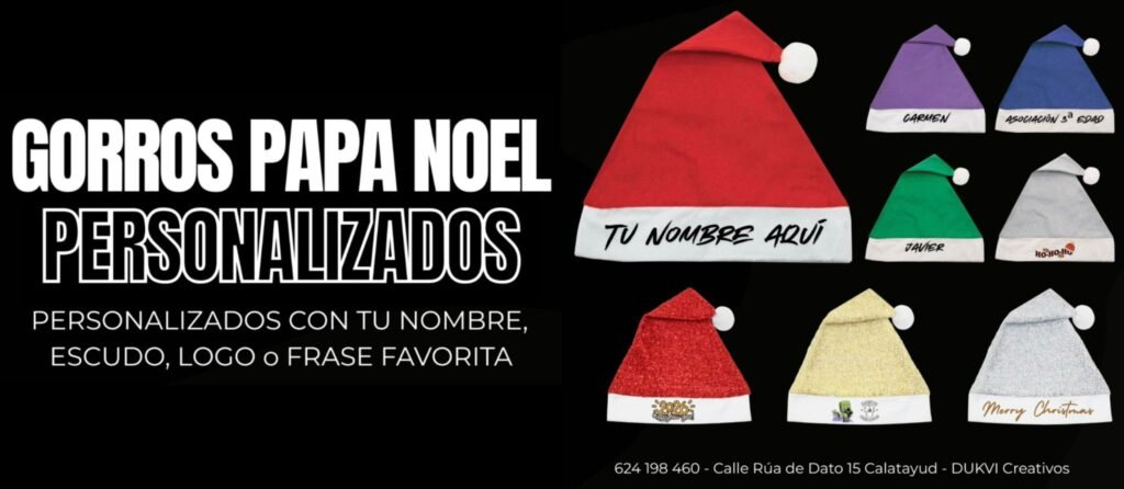 GORROS PAPA NOEL PERSONALIZADOS EN CALATAYUD