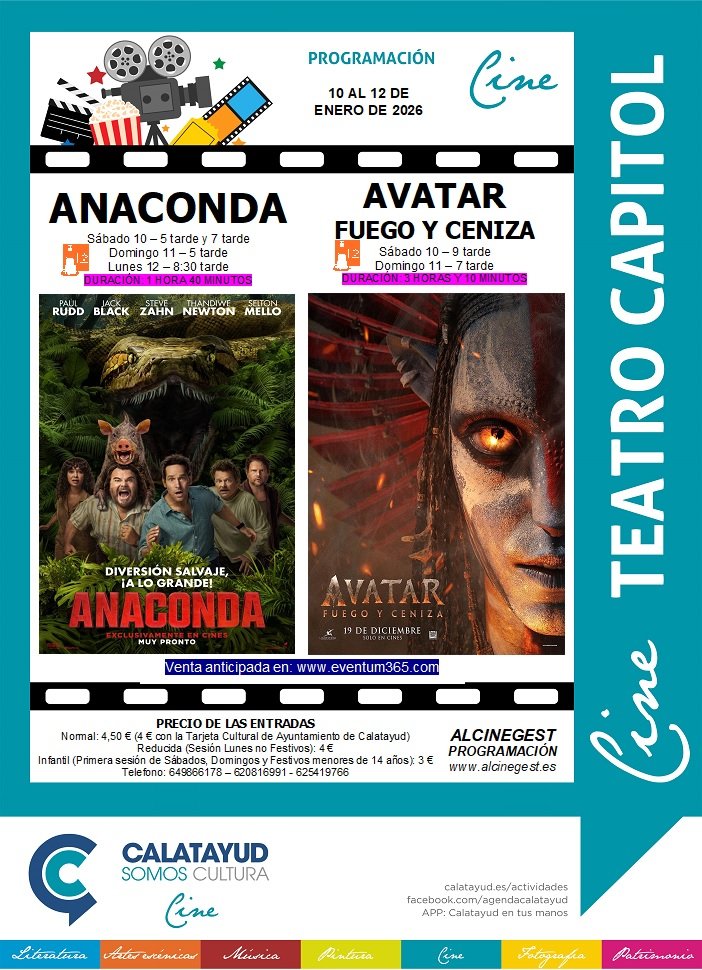 “Anaconda” y “Avatar: Fuego y Ceniza”, este próximo fin de semana en el Cine Capitol de Calatayud: consulta aquí la sinopsis, el tráiler, las sesiones y los precios de las entradas 2 IMG 1523