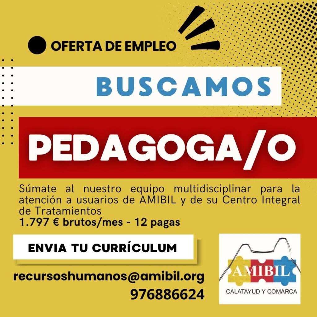 OFERTA DE EMPLEO - AMIBIL amplía su equipo multidisciplinar en Calatayud para potenciar la atención a la discapacidad en el medio rural 5 8fb742ea fb27 4650 9f0c b048224b896f 1